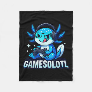 Gamesolotl Axolotl Fish Gamer Gaming Anime Video G Fleece Blanket