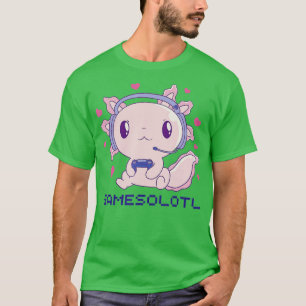 Gamesolotl  Axolotl Fish Playing Video Games Lizar T-Shirt