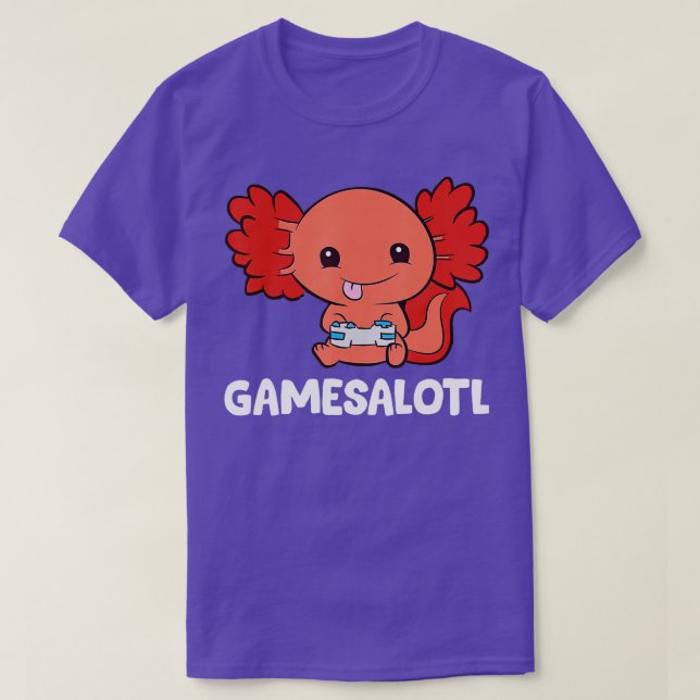 Gamesolotl  Axolotl Fish Playing Video Games Lizar T-Shirt (Design Front)