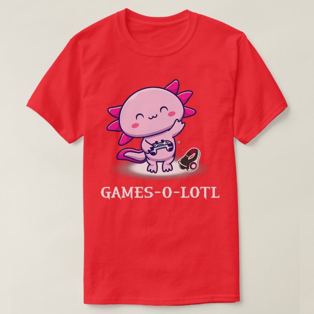 Gamesolotl  Axolotl Fish Playing Video Games Lizar T-Shirt (Design Front)