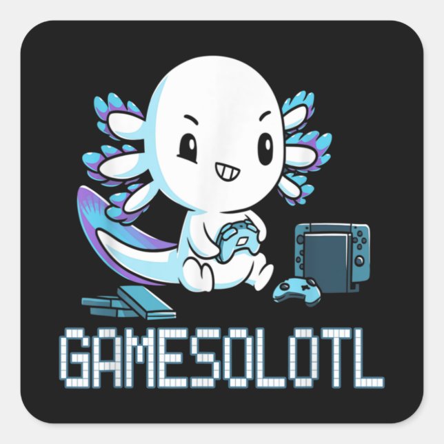 Gamesolotl Axolotl Gamer Fish Video Games Square Sticker (Front)