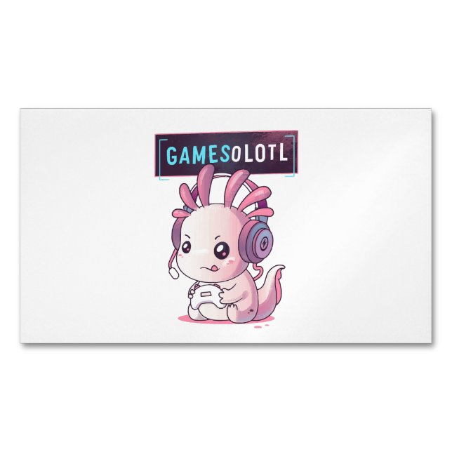 Gamesolotl - Axolotl Gamer Magnetic Business Card (Front)