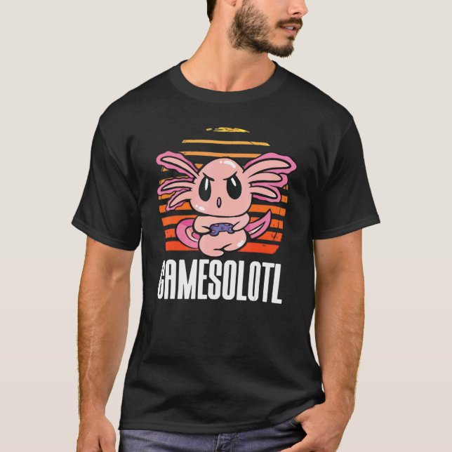 Gamesolotl Axolotl Gamer Playing Video Games T-Shirt (Front)
