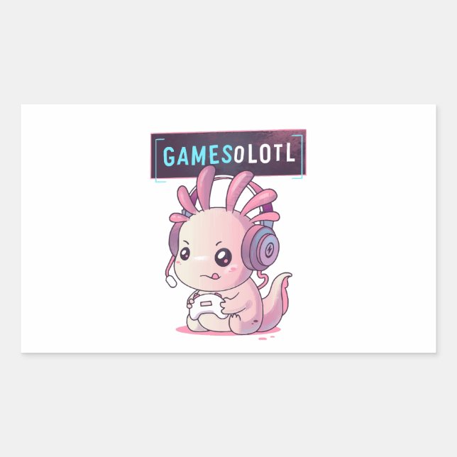 Gamesolotl - Axolotl Gamer Rectangular Sticker (Front)