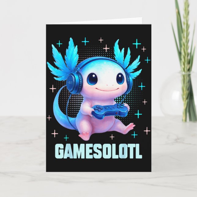 Gamesolotl Axolotl Video Gamer Kawaii Anime Boys T Card (Front)
