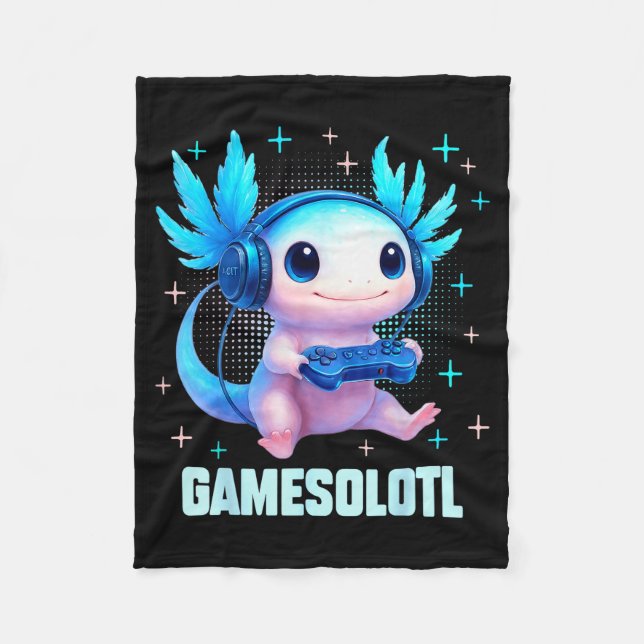 Gamesolotl Axolotl Video Gamer Kawaii Anime Boys T Fleece Blanket (Front)