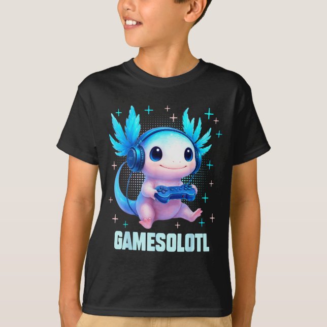 Gamesolotl Axolotl Video Gamer Kawaii Anime Boys T T-Shirt (Front)