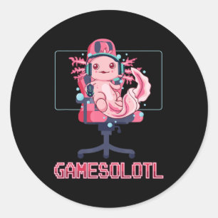 Gamesolotl Axolotl Video Gamer Kawaii Anime Gaming Classic Round Sticker