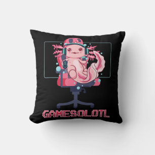 Gamesolotl Axolotl Video Gamer Kawaii Anime Gaming Cushion