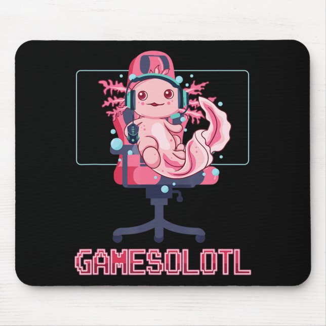 Gamesolotl Axolotl Video Gamer Kawaii Anime Gaming Mouse Mat (Front)