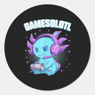 Gamesolotl Axolotl Video Gamer Kawaii Anime Gifts Classic Round Sticker