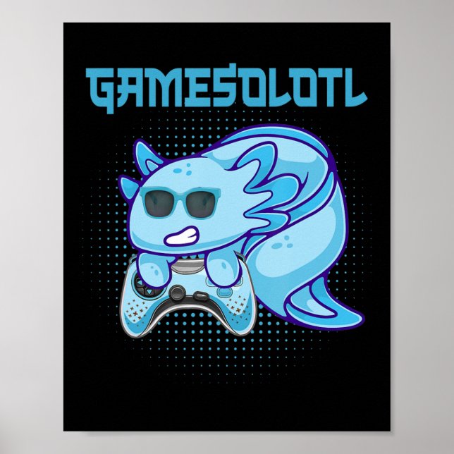 Gamesolotl Axolotl Video Gamer Kawaii Anime Kids B Poster (Front)
