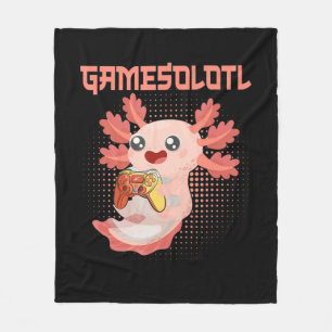 Gamesolotl Axolotl Video Gamer Kawaii Pastel Goth  Fleece Blanket
