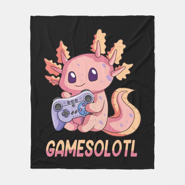 Gamesolotl Axolotl Video Gamer Kawaii Pastel Goth  Fleece Blanket (Front)