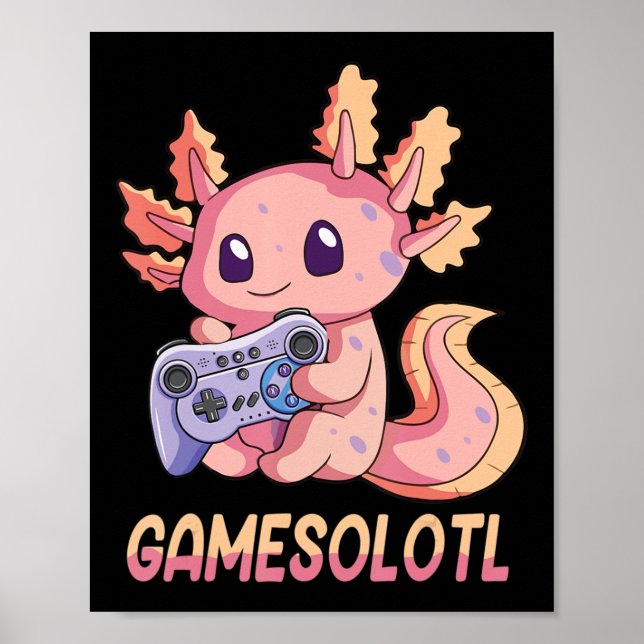 Gamesolotl Axolotl Video Gamer Kawaii Pastel Goth  Poster (Front)