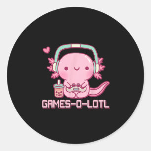 Gamesolotl Axolotl Video Games Kawaii Anime Gamer  Classic Round Sticker