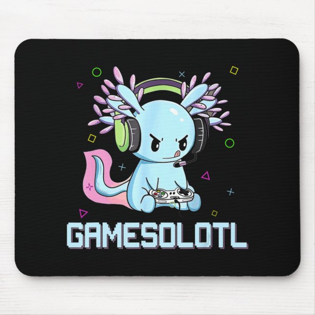 Gamesolotl Cute Axolotl Video Gamer Kawaii Anime B Mouse Mat (Front)
