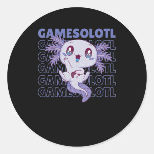 Gamesolotl Funny Axolotl Word Game For Gamers Classic Round Sticker