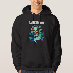 Gamesolotl Gamer Axolotl Fish Playing Video Games Hoodie