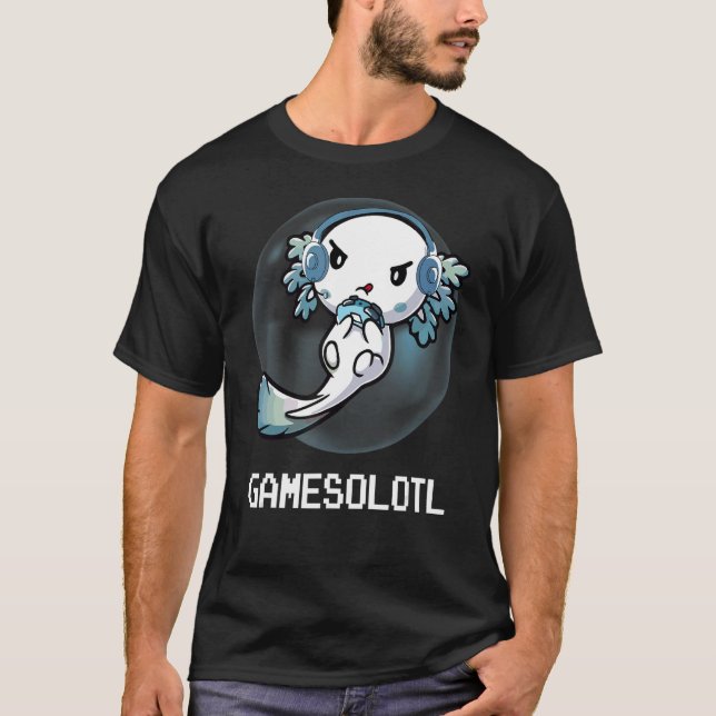 Gamesolotl Gamer Axolotl Fish Playing Video Games  T-Shirt (Front)