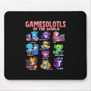 Gamesolotls Of The World Diverse Gamer Axolotl Ani Mouse Mat