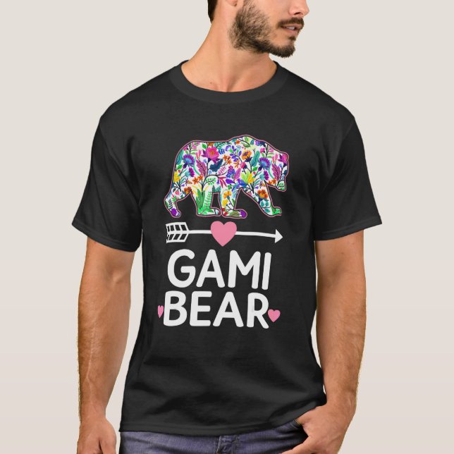 Gami Bear Mothers Day Floral Matching Family Outfi T-Shirt (Front)