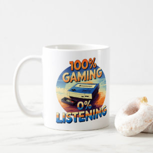 Gaming 0% Listening Funny Gamer Retro Style Gaming Coffee Mug