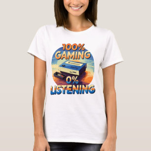 Gaming 0% Listening Funny Gamer Retro Style Gaming T-Shirt
