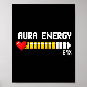 Gaming 67 Aura Energy 67 Percent Meme Gamer Retro  Poster