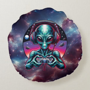 Gaming Alien Extraterrestrial Being Round Cushion