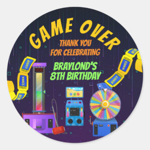 Gaming and Arcade Birthday Thank You Classic Round Sticker