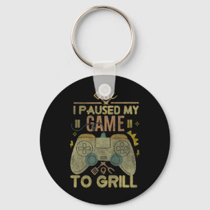 Gaming And Smoking I Paused My Game To Grill Gamin Key Ring