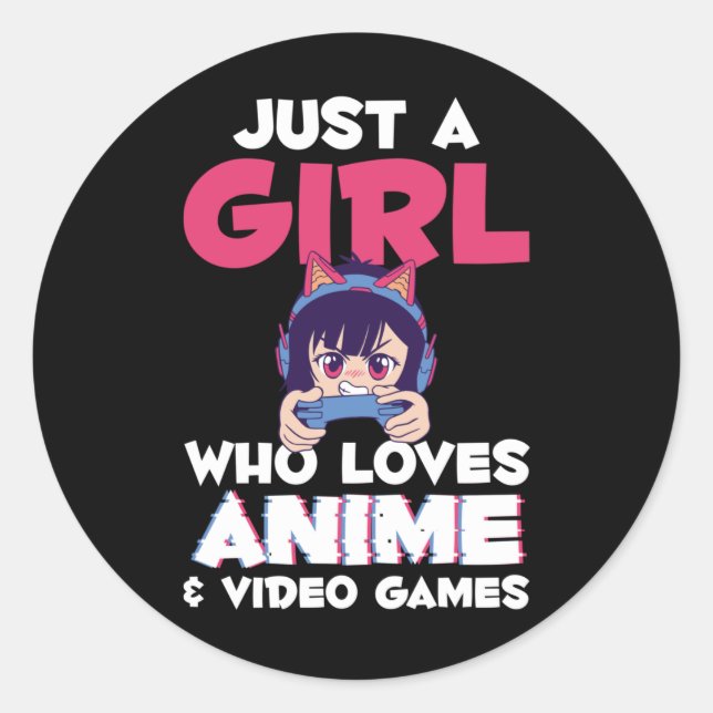 Gaming Anime Japanese Girl Manga Otaku Kids Classic Round Sticker (Front)