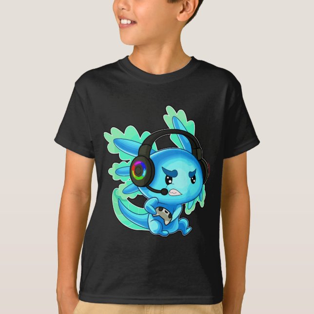 Gaming Axolotl Ambystoma Mexicanum Mexican Walking T-Shirt (Front)