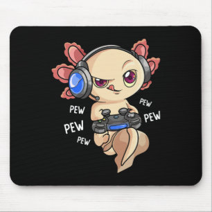 Gaming Axolotl Shirt Kids Boys Gamers - Kawaii Vid Mouse Mat