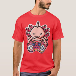 Gaming Axolotl Shirt Kids Boys Gamers Kawaii Video