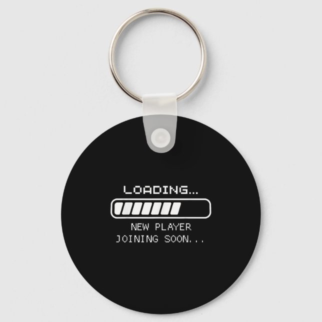 Gaming Baby Announcement, Loading New Player Joini Key Ring (Front)