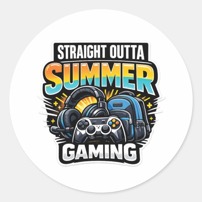 Gaming Back to School Design Classic Round Sticker (Front)