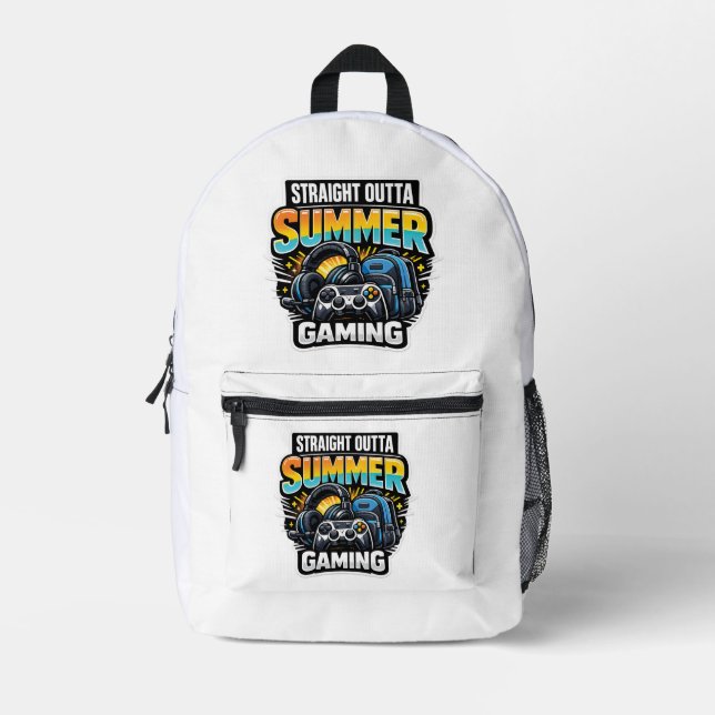 Gaming Back to School Design Printed Backpack (Front)