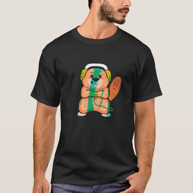 Gaming Beaver Lover Funny Gamer Gift for Video Gam T-Shirt (Front)