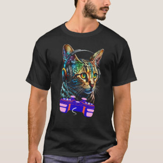 Gaming Bengal Cat Player Animal Video Gamer Men Ki T-Shirt