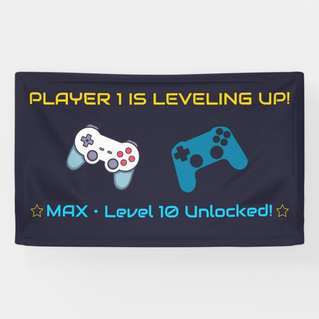 Gaming Birthday Banner | Player 1 Is Levelling Up (Horizontal)