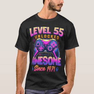 Gaming Birthday Level 55 Unlocked Born 1971 for Wo T-Shirt