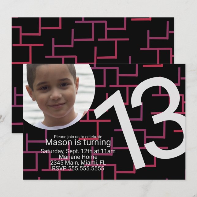 Gaming Birthday Party Maze Gamer Photo Invitation (Front/Back)