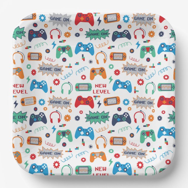 Gaming Birthday Party Paper Plate (Front)
