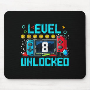 Gaming Boy Level 8 Unlocked 8th Birthday Video Mouse Mat