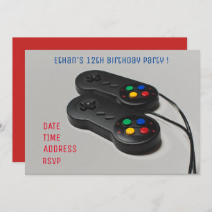 Gaming boys gamer birthday party invitation