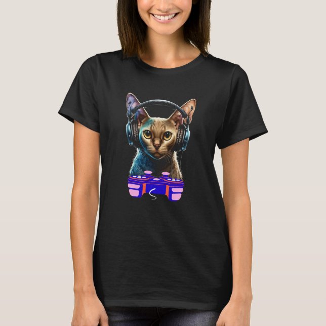 Gaming Burmese Cat Player Animal Video Gamer Men K T-Shirt (Front)