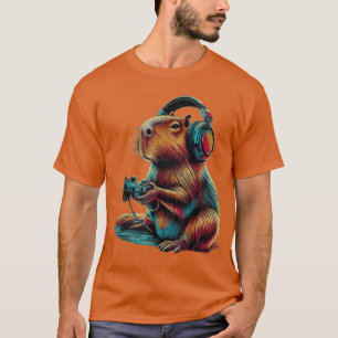 Gaming Capybara Cool Gamer Capy Rodent Men Boys Yo T-Shirt