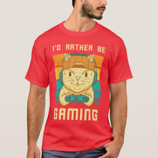 Gaming Cat Retro Vintage Computer Gamer Console Ga T-Shirt
